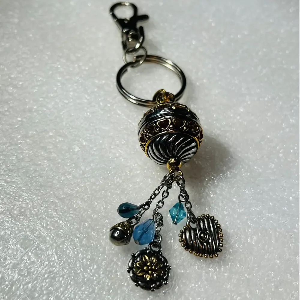 Retro Beaded Ball Hearts Keychain Bag Clip Jeans Clip Accessory NEW